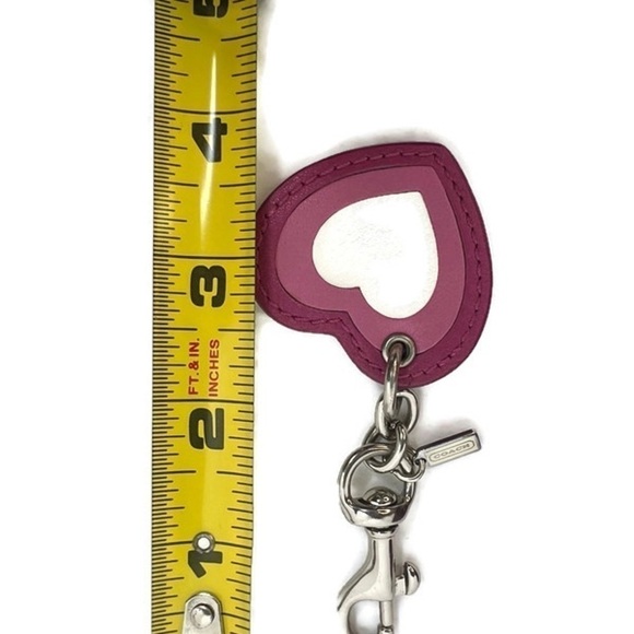 Coach Ombre Heart Leather and Suede Keychain Key Chain Charm Fob & Coin Bag Set - Picture 6 of 14